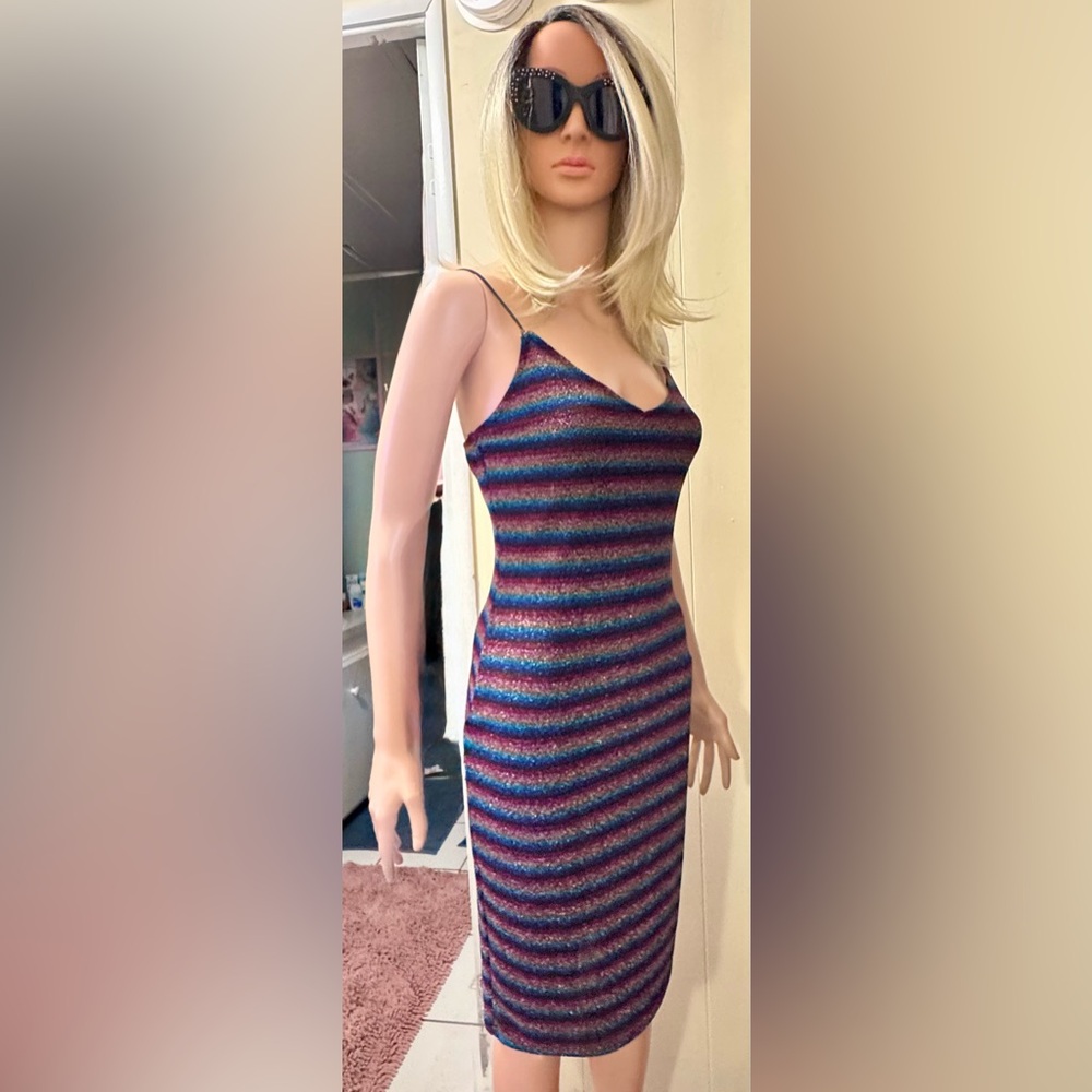 Eye catching Colorful, stretchy, sparkly, multicolor, shimmer party dress